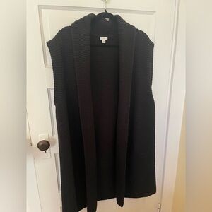 Elegant Black Open-Front Sweater Vest